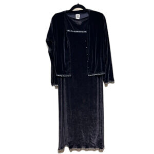 Fitigues Velvet Midi Dress Jacket Set Women Medium Purple Modest Holiday USA